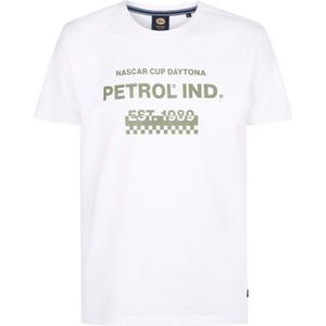 Petrol Industries - Gestreept T-shirt - Wit - 100% Katoen - Korte Mouwen