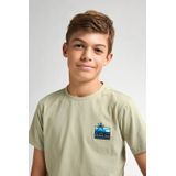 T-shirt - Korte Mouwen - Ronde Hals - Petrol Print - 100% Katoen