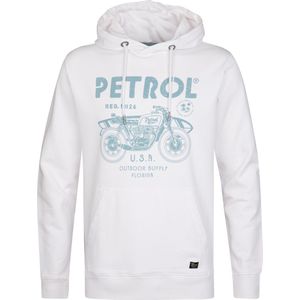 PETROL INDUSTRIES, Heren Sweater Hooded Print, M-1050-SWH102, Bright White, XS, wit (bright white), XS