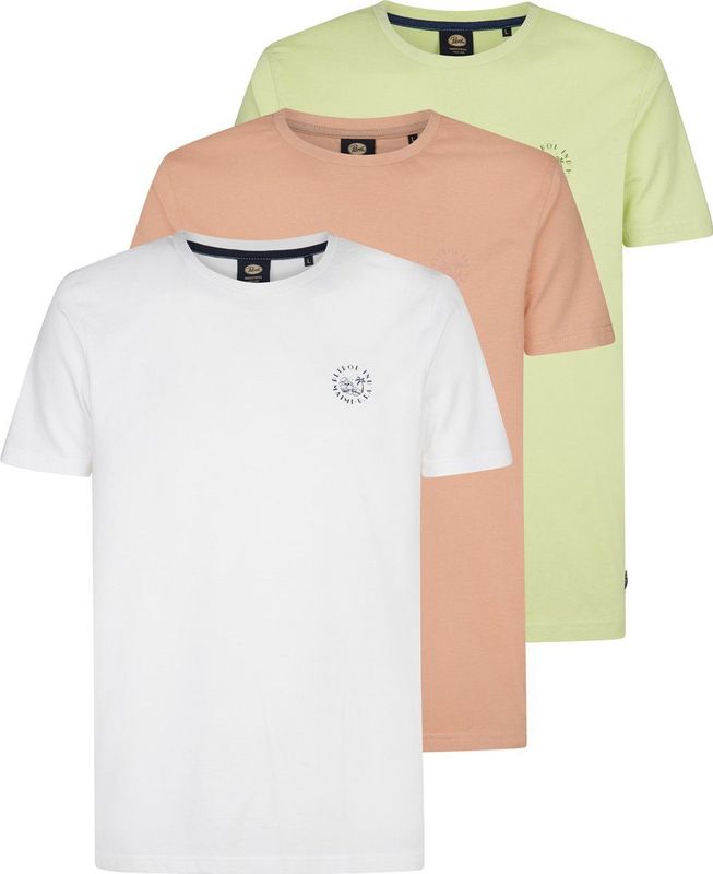 Petrol Industries Shirt  lichtgroen / lichtoranje / wit