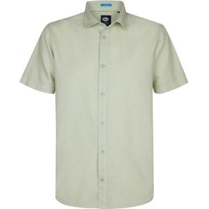 Overhemd - Korte Mouwen - Linnen-Katoen Mix - Regular Fit - Blauw