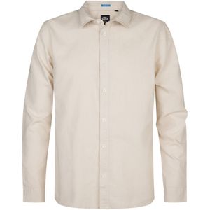 Petrol Industries - Effen Linnen Overhemd Tealline - Wit - 55% Linnen 45% Katoen