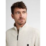 Petrol - Heren Zip-through Sweater Kraag - Wit