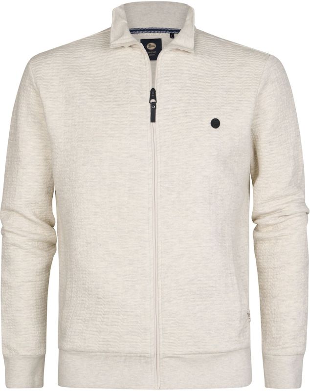 Petrol - Heren Zip-through Sweater Kraag - Wit