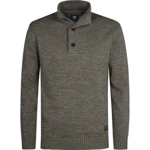 Petrol Industries - Gebreide Trui - Groen - Regular Fit - Opstaande Kraag - Katoen