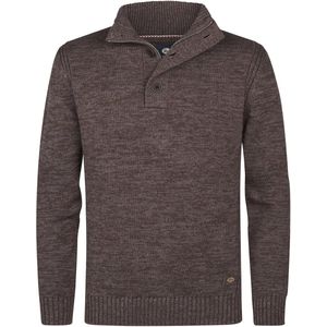 Petrol Industries - Gebreide Trui - Bruin - Regular Fit - Opstaande Kraag - Katoen
