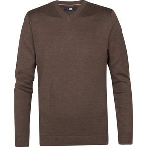 Gebreide Trui - V-hals - Blauw - Katoen/Acryl - Regular Fit