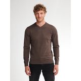 Gebreide Trui - V-hals - Blauw - Katoen/Acryl - Regular Fit