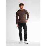 Gebreide Trui - V-hals - Blauw - Katoen/Acryl - Regular Fit