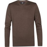 Gebreide Trui - V-hals - Blauw - Katoen/Acryl - Regular Fit