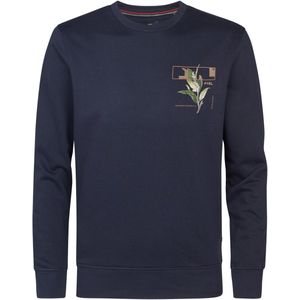 Petrol Industries - Sweater - Royal Navy - Met Print - Mannen