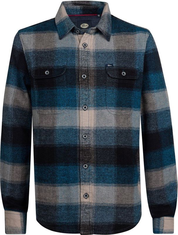 Petrol Industries - Clackamas - Overhemd - Blauw - Geruit Patroon - 100% Katoen