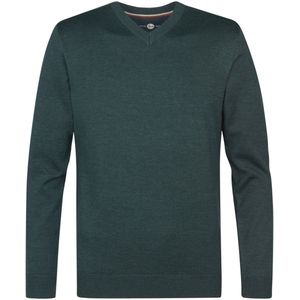 Petrol Industries - Gemêleerde Trui - Donker Groen - Katoen/Acryl - V-hals