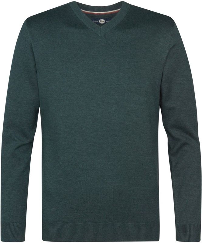 Petrol Industries - Gemêleerde Trui - Donker Groen - Katoen/Acryl - V-hals