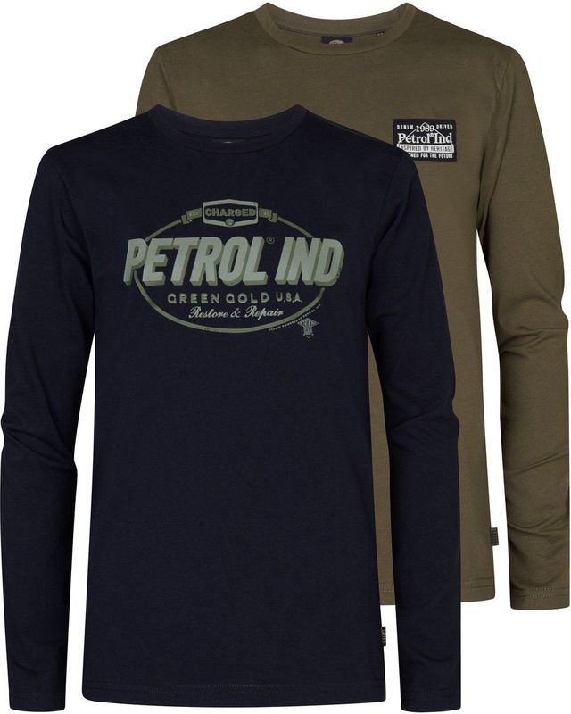 Petrol Industries - Grafische T-shirts - Groen - 2-pack - Lange Mouwen