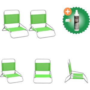 vidaXL Strandstoelen 2 st inklapbaar stof groen Tuinstoel Inclusief Reiniger
