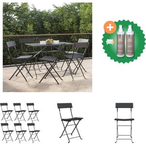 vidaXL Bistrostoelen 6 st inklapbaar poly rattan en staal zwart Tuinstoel Inclusief Onderhoudsset