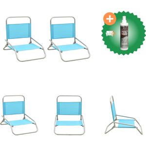 vidaXL Strandstoelen 2 st inklapbaar stof turquoise Tuinstoel Inclusief Reiniger