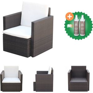 vidaXL Tuinstoel met kussens poly rattan bruin Tuinstoel Inclusief Onderhoudsset