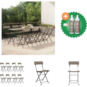 vidaXL Bistrostoelen 8 st inklapbaar poly rattan en staal grijs Tuinstoel Inclusief Onderhoudsset