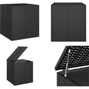vidaXL Tuinbox 100x97-5x104 cm polyetheen rattan zwart - Kussenbox - Kussenboxen - Tuinbox - Opbergbox