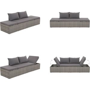 vidaXL Tuinbed 195x60 cm poly rattan grijs - Loungebed - Loungebedden - Tuinbed - Tuinbedden