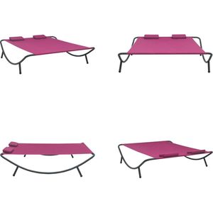 vidaXL Loungebed stof roze - Ligstoel - Ligstoelen - Loungebed - Loungebedden