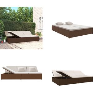 vidaXL Ligbed met kussens converteerbaar poly rattan bruin - Ligbed - Ligbedden - Zonnebed - Tuinbed