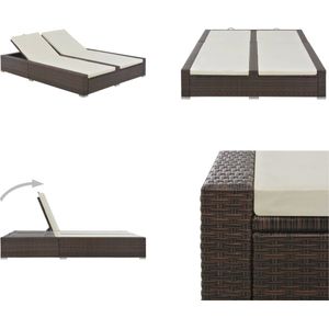 vidaXL Ligbed tweepersoons poly rattan bruin - Ligbed - Ligbedden - Ligstoel - Ligstoelen