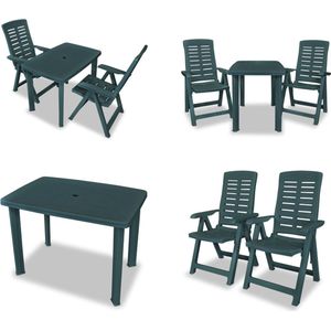 Vidaxl - 3-tlg. Bistro-Set Kunststoff Grün - Esstisch - Gartenstuhl - Outdoor Möbel - Plastikmöbel - Wetterfestes Mobiliar - Home & Living