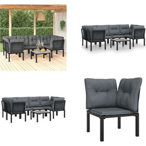 vidaXL 7-delige Loungeset poly rattan zwart en grijs - Loungeset - Loungesets - Tuinset - Loungeset Tuin