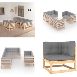 7-tlg. Garten-Lounge-Set mit Kissen Massivholz Kiefer - Gartensitzgruppe - Lounge Set - Gartenmöbel - Holz Möbel - Kiefernholz - Home & Living
