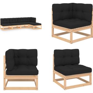 Vidaxl - 5-tlg. Garten-Lounge-Set mit Kissen Massivholz Kiefer - Garten Lounge Set - Holzmöbel - Gartenmöbel - Outdoor Möbel - Rattan Gartenmöbel