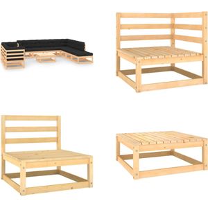 Vidaxl - 11-tlg. Garten-Lounge-Set mit Kissen Massivholz Kiefer - Gartenmöbel Set - Loungemöbel - Rattan Möbel - Kiefernholzmöbel - Gartenloungeset