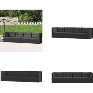 vidaXL 4-delige Loungeset met kussens poly rattan zwart - Loungeset - Loungesets - Tuinset - Tuinlounge