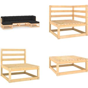 vidaXL 6-delige Loungeset met antracietkleurige kussens grenenhout - Pallet Loungeset - Pallet Loungesets - Tuinset - Tuinsets