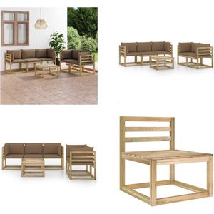 vidaXL 6-delige Loungeset met taupe kussens - Loungeset - Loungesets - Tuinsets - Tuinsets