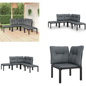 Vidaxl - 5-tlg. Garten-Lounge-Set Schwarz und Grau Poly Rattan - Gartengeräte - Gartenmöbel - Loungesessel - Outdoor Möbel - Rattanmöbel - Home &