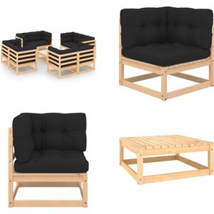 9-tlg. Garten-Lounge-Set mit Kissen Massivholz Kiefer - Gartensofa - Lounge Möbel - Gartenmöbel Set - Rattan Sofa - Outdoor Furniture - Home & Living