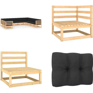 vidaXL 10-delige Loungeset met antracietkleurige kussens grenenhout - Pallet Loungeset - Pallet Loungesets - Tuinset - Tuinsets