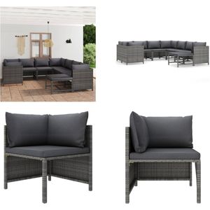 Vidaxl - 9-tlg. Garten-Lounge-Set mit Kissen Poly Rattan Grau - Gartengeräte - Loungemöbel - Gartenloungeset - Outdoormöbel - Rattanmöbel - Home &