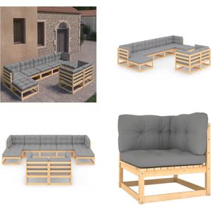9-tlg. Garten-Lounge-Set mit Kissen Massivholz Kiefer - Gartensofa - Lounge Set - Gartenmöbel - Outdoor Möbel - Rattan Gartenmöbel - Home & Living