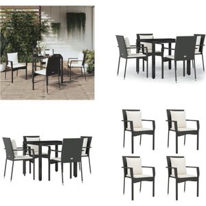 vidaXL 5-delige Tuinset met kussens poly rattan zwart - Tuinset - Tuinsets - Tuin Set - Tuinmeubelset