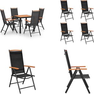 vidaXL 5-delige Tuinset aluminium zwart - Eetset - Eetsets - Tuinset - Tuinsets