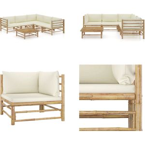 Vidaxl - 6-tlg. Garten-Lounge-Set mit Cremeweißen Kissen Bambus - Bambus Lounge Set - Gartenmöbel - Outdoor Furniture - Esstisch - Gartentisch - Home