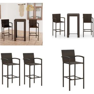 vidaXL 3-delige Tuinbarset met armleuningen poly rattan bruin - Tuinset - Tuinsets - Loungeset - Loungesets