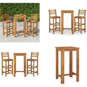 vidaXL 3-delige Tuinbarset massief acaciahout - Bartafel - Bartafels - Statafel - Hoge Tafel