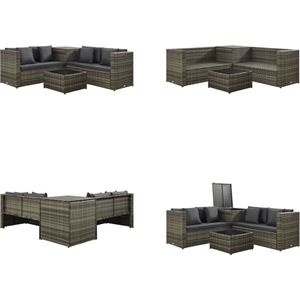 Vidaxl - 4-tlg. Garten-Lounge-Set mit Kissen Poly Rattan Grau - Outdoor Möbel - Loungesessel - Gartenmöbel - Rattan Möbel - Balkonmöbel - Home &