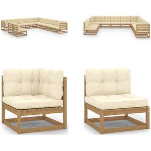 11-tlg. Garten-Lounge-Set mit Kissen Honigbraun Massivholz - Gartensofa - Lounge Set - Gartenmöbel - Rattan Möbel - Holz Gartenmöbel - Home & Living