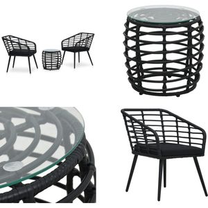 vidaXL 3-delige Bistroset poly rattan zwart - Bistroset - Bistrosets - Balkonset - Balkonsets